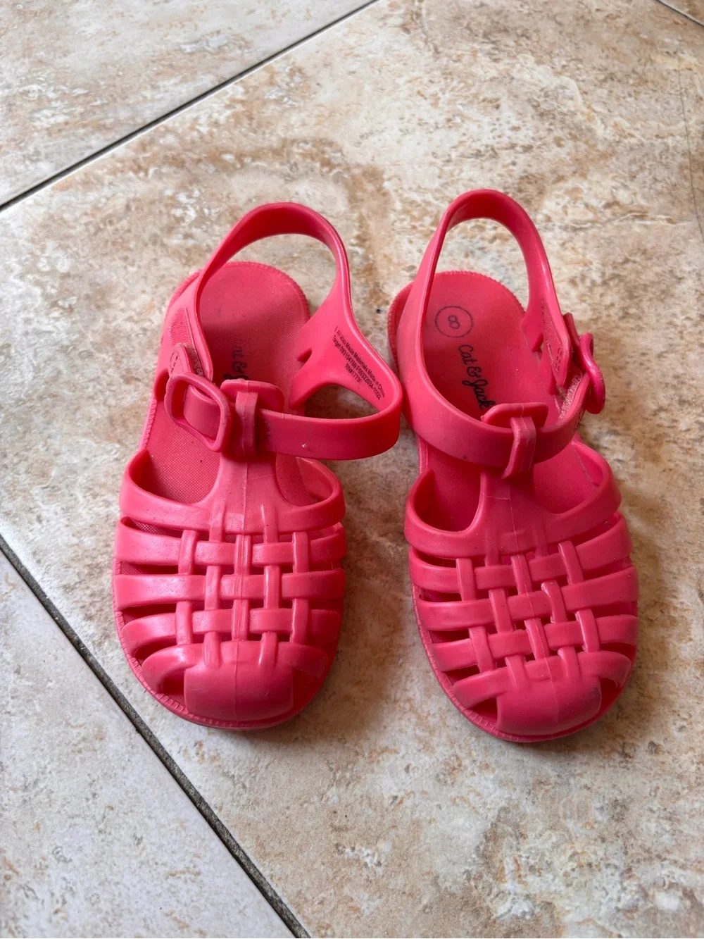 Cat & Jack Hot Pink Woven Jelly Sandals with Buckle Strap
